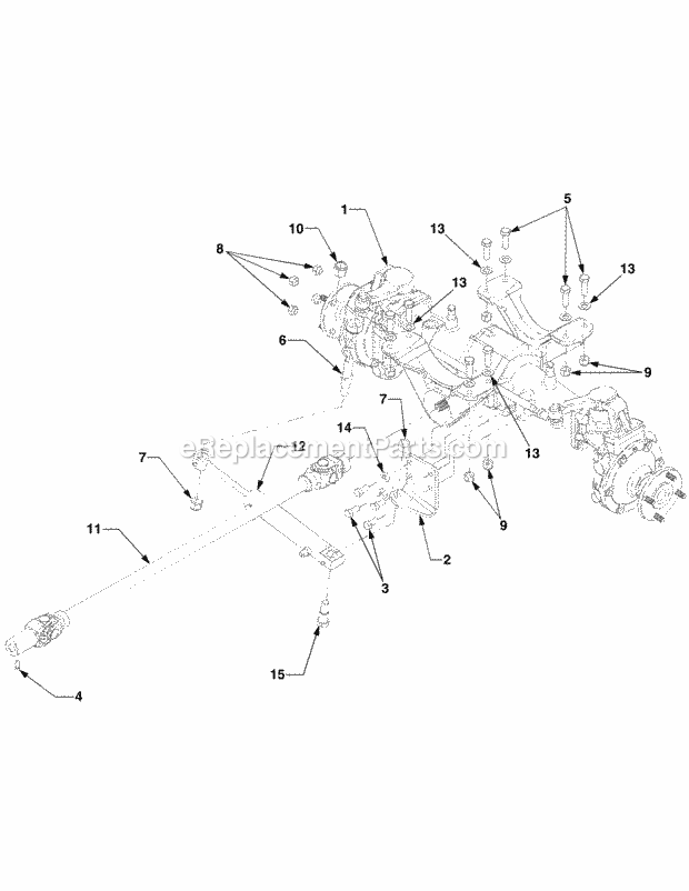 Front Axle Diagram and Parts List for 5234DL 54AL544-710, 54BL544-710 Cub Cadet Lawn Tractor